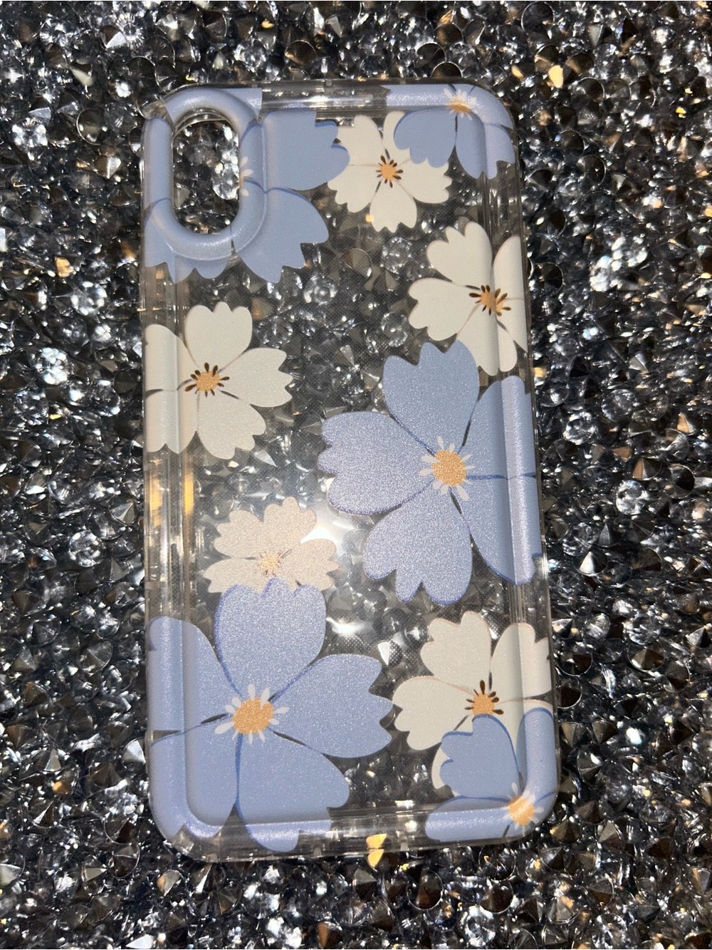 Floral Blue Clear Phone Case for iPhone - Protective Floral Design iPhone XS Max